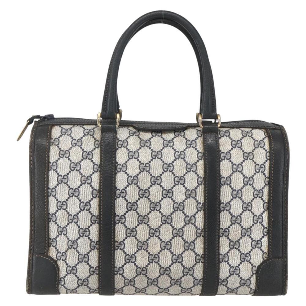 GUCCI GG Supreme Hand Bag PVC Navy Gold Auth ka1142 - Picture 13 of 16